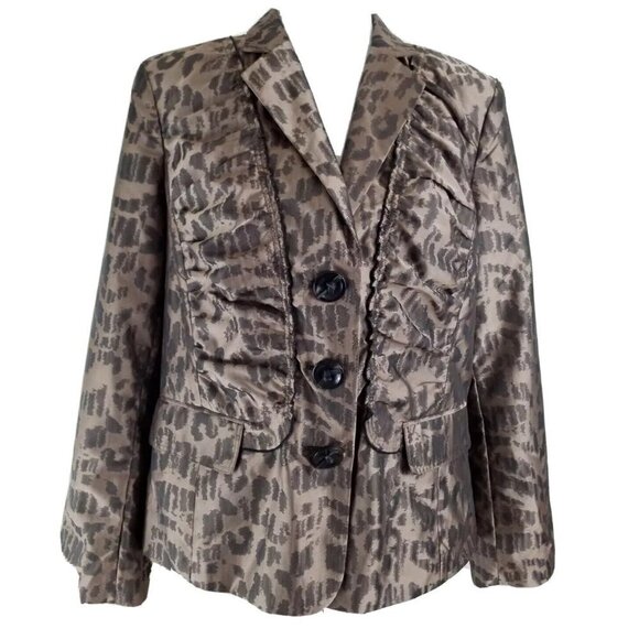 Chico's ~Women's Size 2( Large)~ Brown Animal Print Blazer Jacket Lined. - Picture 6 of 6